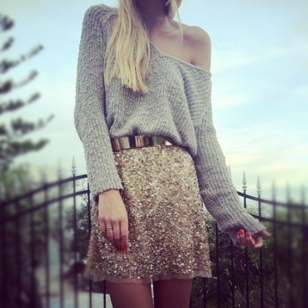 JERSEY Y FALDA PAILLETES